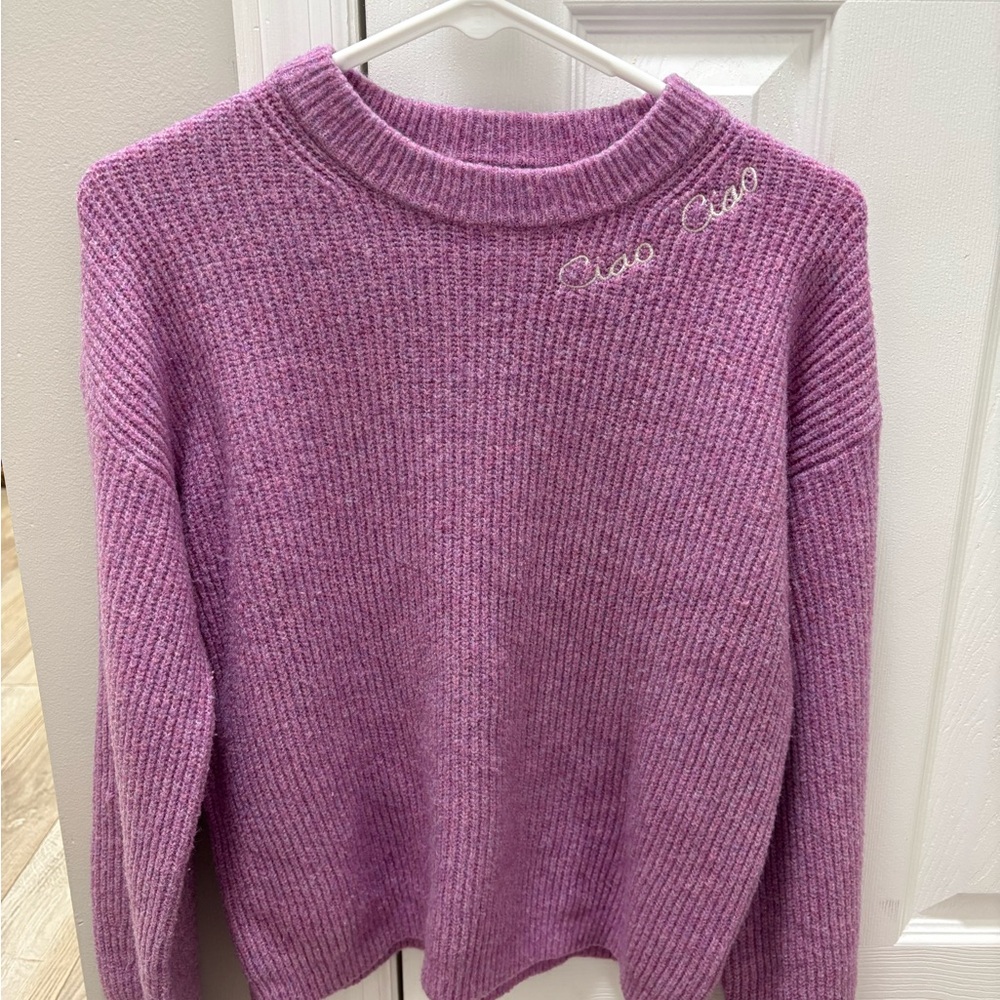 a new day Lilac Ribbed Crewneck Sweater